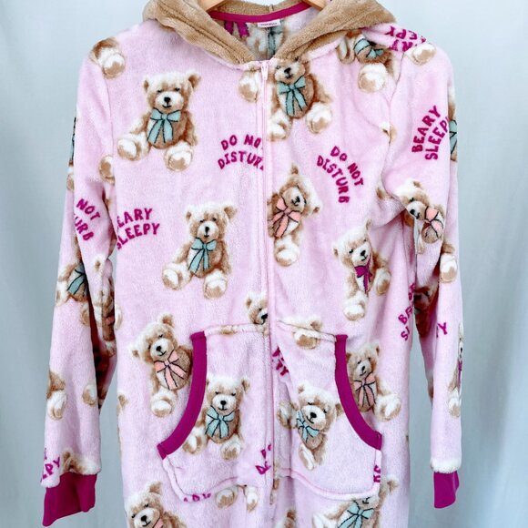 Holiday Time Pink Bear ADULT Onsie Pajamas - Picture 2 of 9